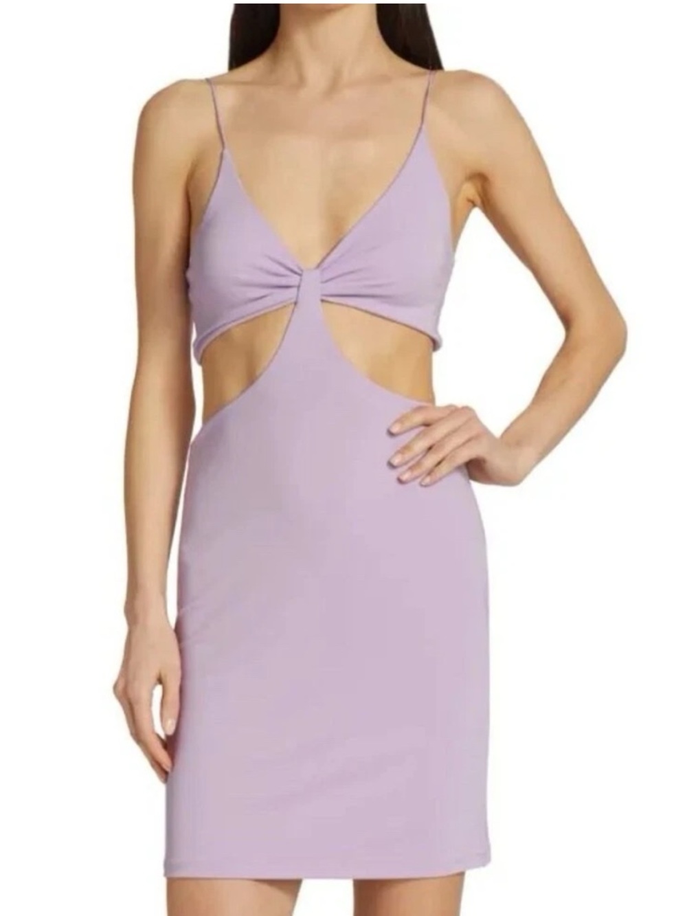 Alive + Olivia Cutout Knot Front Bodycon mini Dress Havana lavender